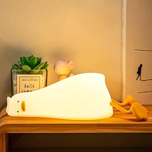 Disdarkday Liegende Ente Lampe, Niedliche Kleine Lampe Nachtlicht für Kinder 3 Stufen dimmbar Kinderzimmer Nachtlicht mit Timer Silikon matschige Ente Touch Nachttischlampe, Liegende Ente Disdarkday Liegende Ente Lampe, Niedliche Kleine Lampe Nachtlicht für Kinder 3 Stufen dimmbar Kinderzimmer Nachtlicht mit Timer Silikon matschige Ente Touch Nachttischlampe, Liegende Ente von Disdarkday