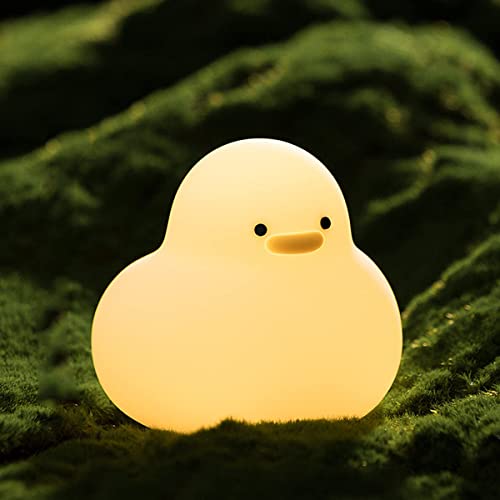 Disdarkday Niedliches Enten Nachtlicht, Silikon Nachtlicht für Kinder, USB wiederaufladbar, Timer Licht, lustige Kinderzimmer Dekoration, Kawaii Nachtlamp von Disdarkday