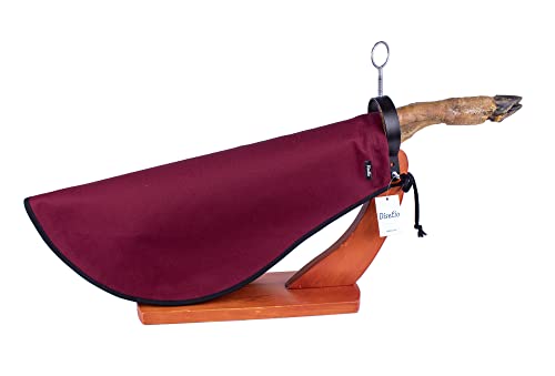 Schinkenabdeckung in Granatrot mit lebendigem Schwarz, abgerundete Form, Schutz für Schinken oder Schinken. (Abdeckung-j-Gran_Ng) von DiseLio