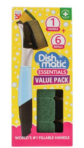Dishmatic Ersatz Bonus Pack 1 Befüllbare Griff Und 6 Bürstenköpfe Grün Schwamm Refills von SATOHA