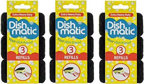 Shop Select, 9 x Dishmatic extra robuste Schwarze Nachfüllschwämme, Reinigungsschwämme, Scheuerschwämme, Waschschaum, 3 Stück (3 Stück) von Dishmatic