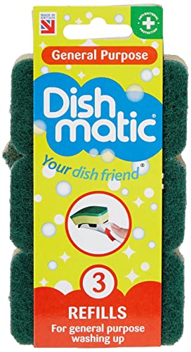 Dishmatic Grün Allzweck-Spülschwamm Nachfüllköpfe - Küche Spülgriff Nachfüller | 9 x 3 Stück | 27 Stück (1er Pack) von Dishmatic