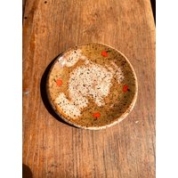 Handbemalte Keramiksalzschale Orangefarbener Akzent Gewürzschale von DishyPots