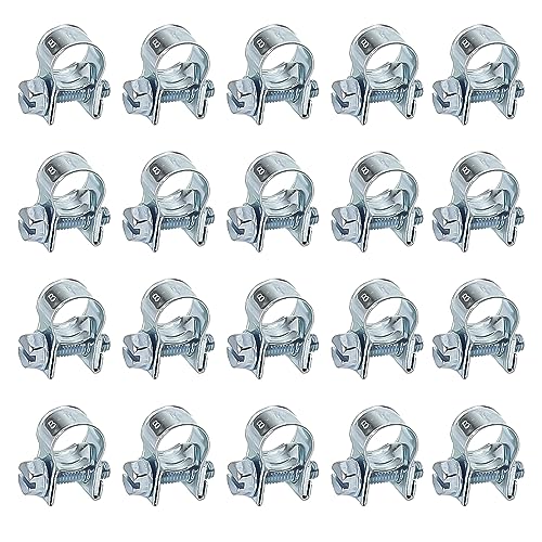 20 Stück Schlauchschellen, Einstellbare Mini Schlauchschellen Rohrschellen, Kleine Schlauchklemmen, Kraftstoffleitungsschellen für Wasser Rohr, Automobil-Tubing, Gas Rohr und Waschmaschine (8-10mm) von Disnace