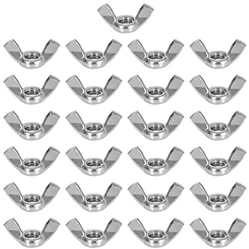 Disnace 25 Stück Flügelmuttern Edelstahl Wing Nut Rostfreie Schmetterlingsmuttern Set zur Universellen Nutzung Schwerlast Zertifizierter Standard Flügelmutter für Anlagen DIY Tools Silber (M10) von Disnace