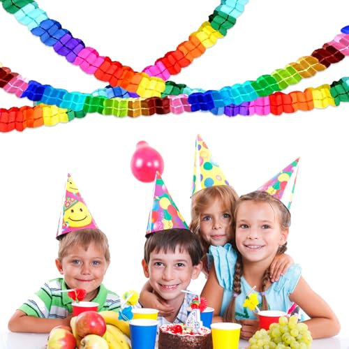 Disnace 8 Stück Vierblättriges Kleeblatt Girlande Papier, Bunt Deko Geburtstag Girlande Papier, Party Girlanden Karnevals Dekoration, Hängenden Deko Garlanden Papier (Farbig, Macaronfarbig) von Disnace