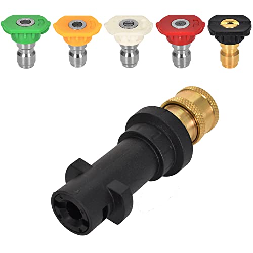 Hochdruckreiniger-Set,Hochdruckreiniger Adapter für 1/4 '' Schnellkupplung Compatible für die Karcher K2 - K7, mit 5 PCS Hochdruckreiniger-Sprühdüsen für die Autoreinigung und den Garten Verwendet von Disnace