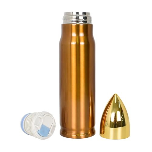 Thermoskanne Edelstahl Auslaufsicher 500ml,Thermosflasche Gold,Trinkflasche,Thermoskanne aus 304 Edelstahl,Isolierflasche Thermo Fahrrad | bruchsicher | Wasserflasche BPA frei von Disnace