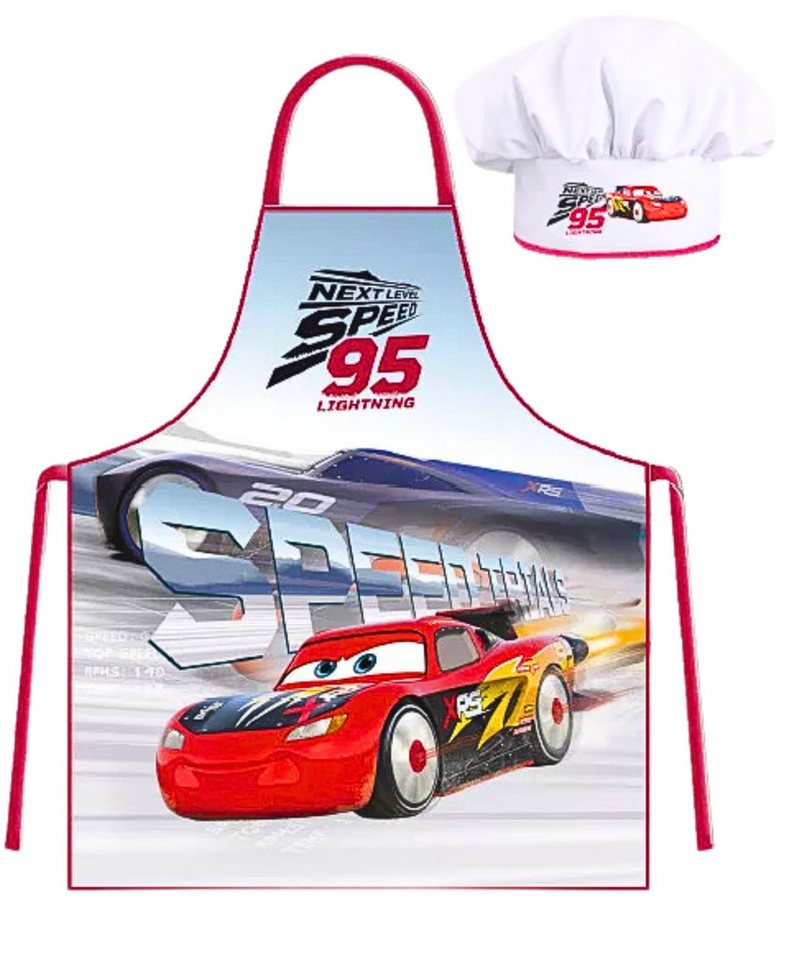 Disney Cars Kochschürze Lightning McQueen, (2-tlg), Kinder Koch-Set 2 tlg. Backschürze + Chefmütze von Disney Cars