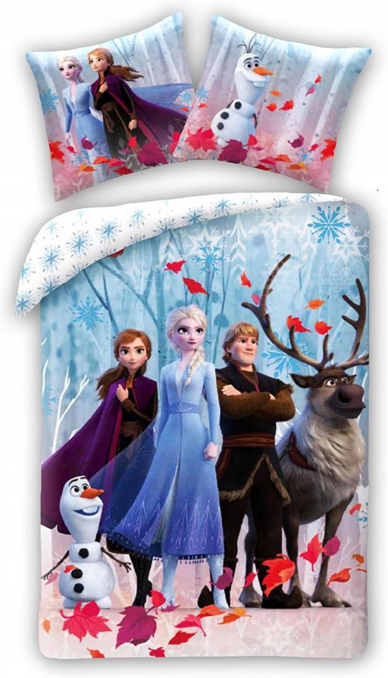 Bettwäsche Disney Frozen Bettwäsche Eiskönigin Anna Elsa Snow Kopfkissen Bettdeck, Disney Frozen, Renforcé, 2 teilig, 100% Baumwolle von Disney Frozen