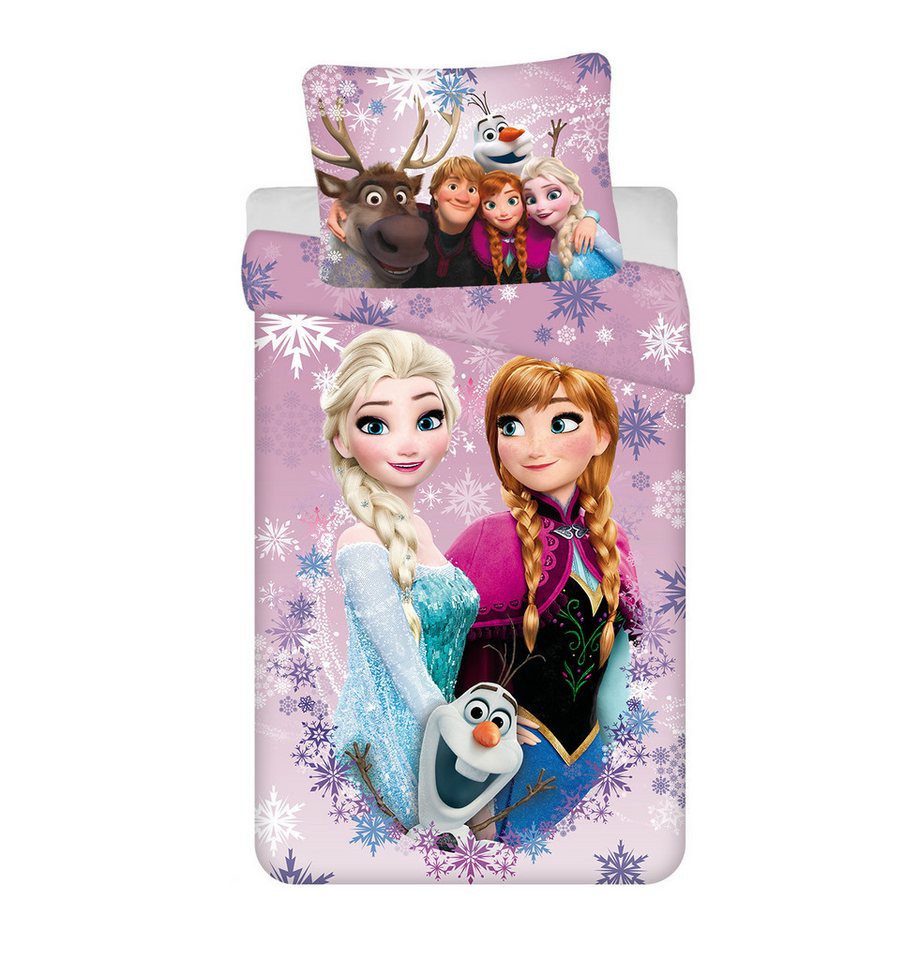 Disney Frozen Kinderbettwäsche Disney Frozen Purple Eiskönigin Anna Elsa 140x200 cm, 70x90 cm, Baumwolle, 2 teilig von Disney Frozen