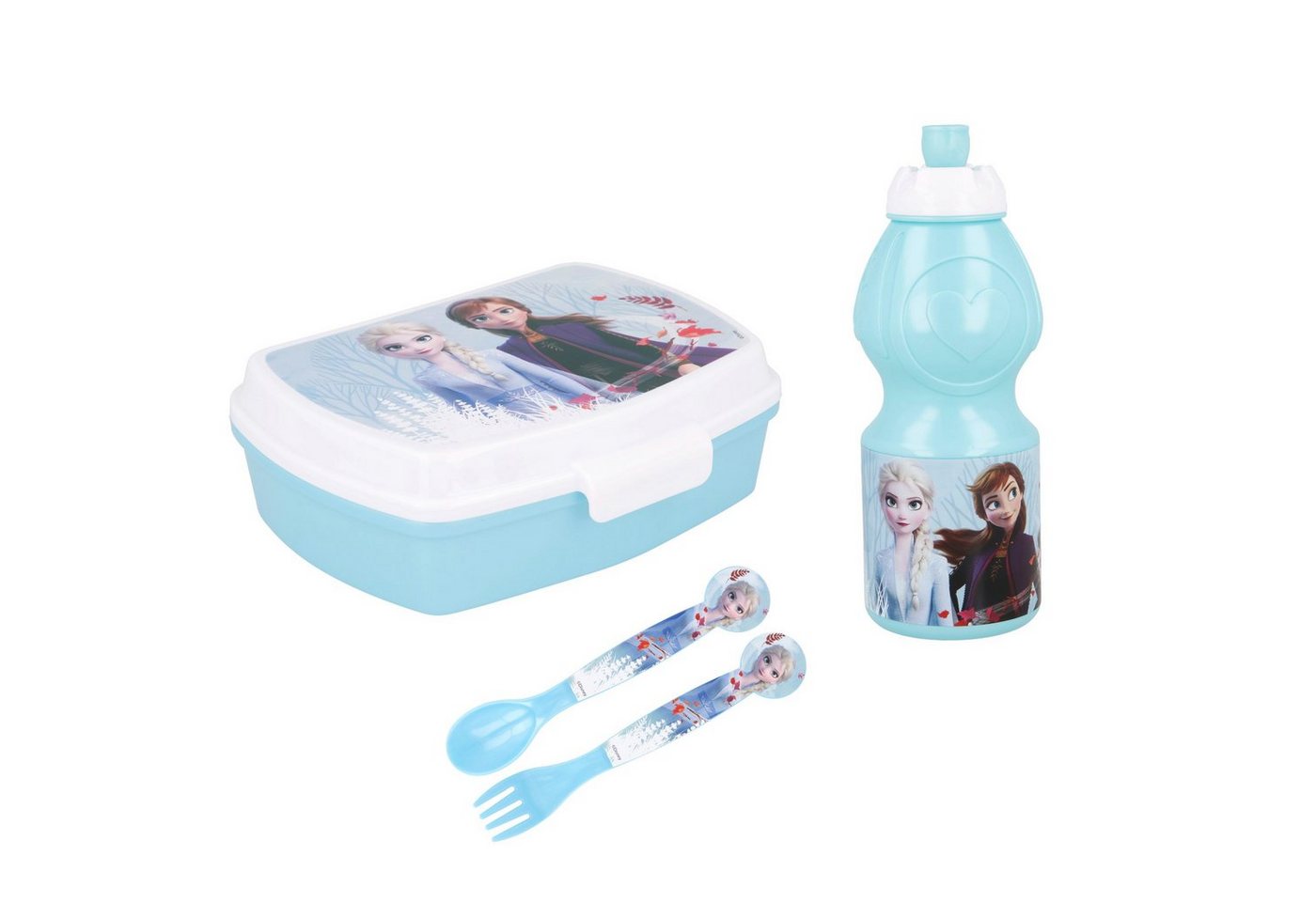 Disney Frozen Lunchbox 4 Teilige Set Die Eiskönigin Elsa und Anna - Brotdose Trinkflasche Besteck, (4-tlg) von Disney Frozen