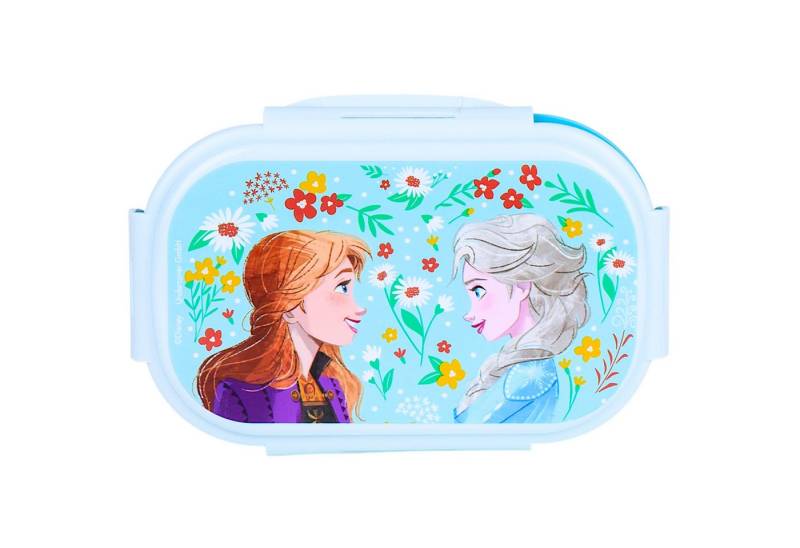 Disney Frozen Lunchbox Elsa & Anna, PP, (2-tlg), Kinder Brotdose mit 2-Fach-Unterteilung & Göffel-Messer BPA frei von Disney Frozen