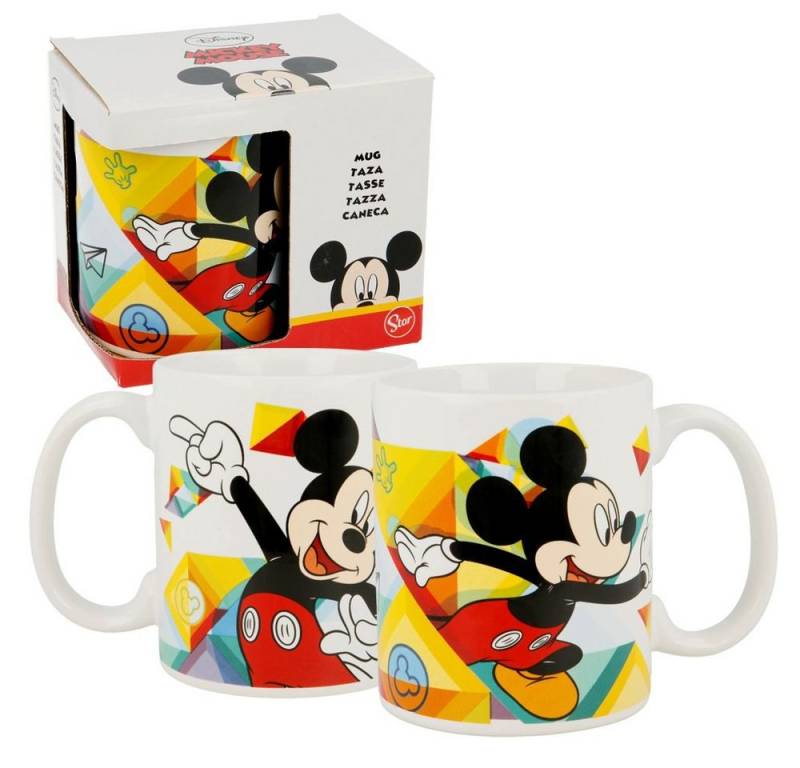 Disney Mickey Mouse Kindergeschirr-Set Keramik Tasse Mickey Mouse Maus 325 ml Henkel-Becher Geschenkbox, Keramik von Disney Mickey Mouse