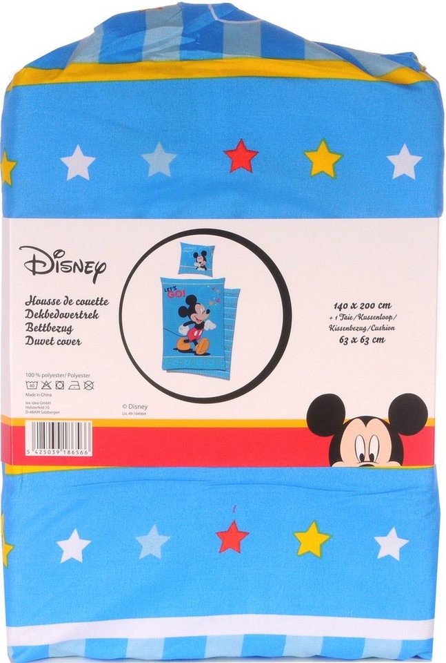 Kinderbettwäsche Bettwäsche für Kinder Deckenbezug 140 x 200cm und 63 x 63cm, Disney Mickey Mouse von Disney Mickey Mouse