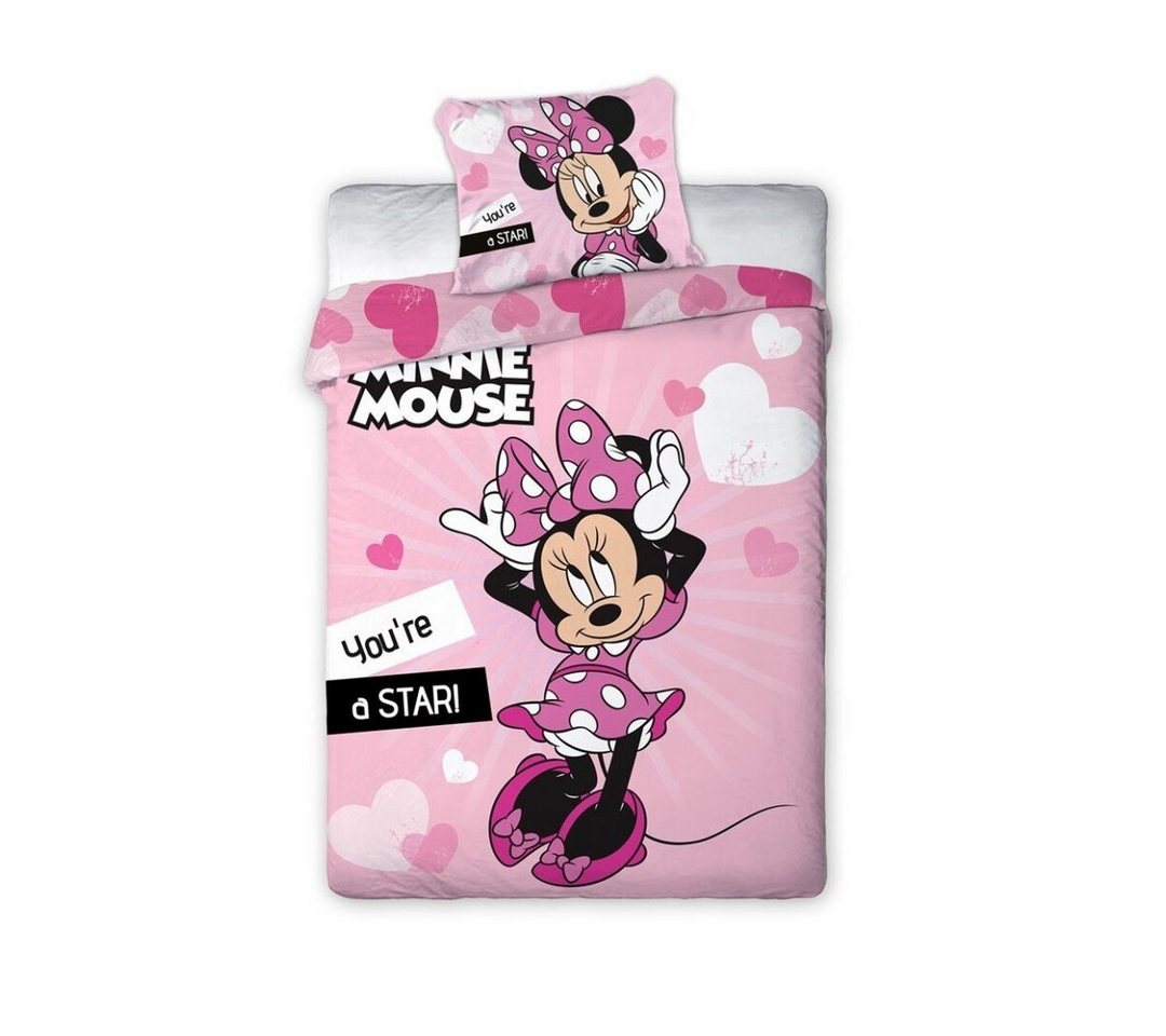 Bettwäsche Disney Minnie Maus Mädchen Bettwäsche Set, Disney Minnie Mouse, Mikrofaser, Deckenbezug 135-140x200 cm Kissenbezug 63x63 cm von Disney Minnie Mouse