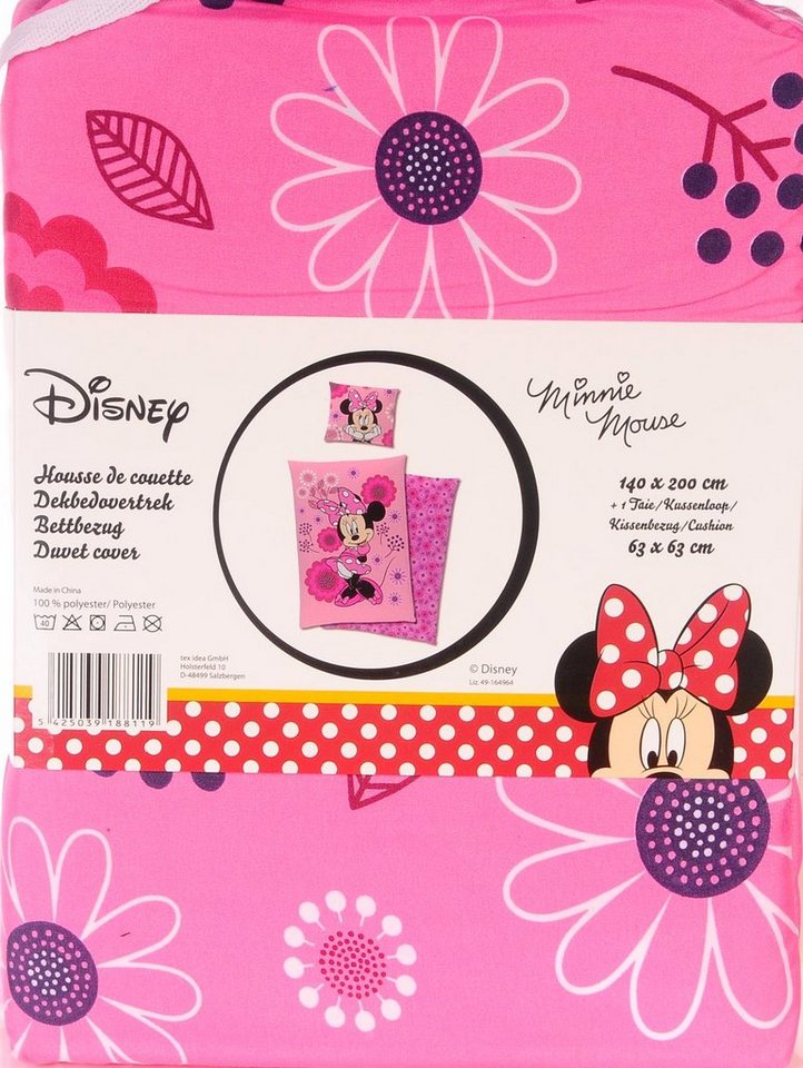 Kinderbettwäsche Bettwäsche für Kinder Deckenbezug 140 x 200cm und 63 x 63cm, Disney Minnie Mouse von Disney Minnie Mouse