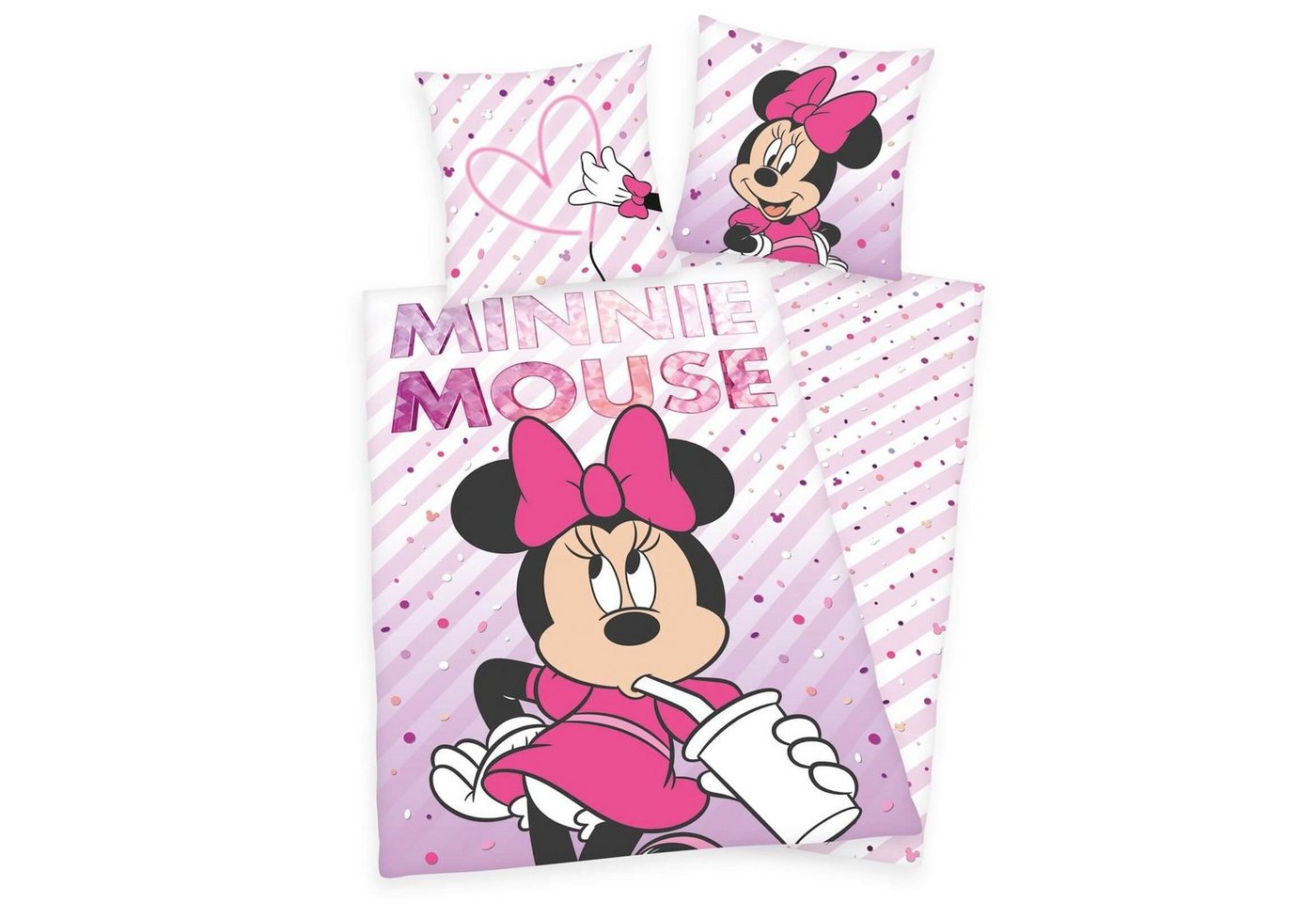 Kinderbettwäsche Disney´s Minnie Mouse - Wende-Bettwäsche-Set, 135x200 & 80x80, Disney Minnie Mouse, Baumwolle, 100% Baumwolle von Disney Minnie Mouse