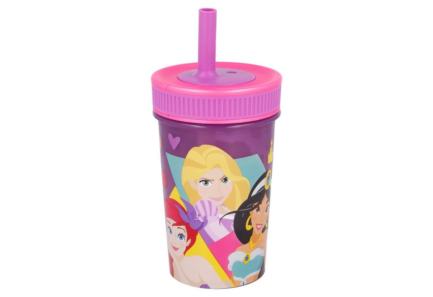 Disney Princess Kinderbecher, Kunststoff, auslaufsicher mit weichem Silikon Trinkhalm 465 ml BPA frei von Disney Princess