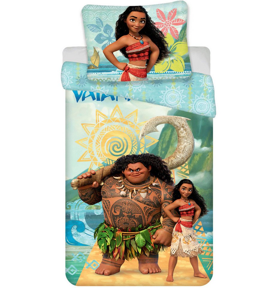 Disney Vaiana Bettwäsche Disney Vaiana Moana Bettwäsche Eiskönigin Bettdecke für 135/140x200, Baumwolle, 2 teilig, Wendemotiv mit Reißverschluss von Disney Vaiana