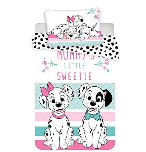 Disney Baby-Bettbezug 101 Dalmatiner, 100% Baumwolle, Bettwäsche 100 x 135 cm, Kissenbezug 40 x 60 cm von Disney