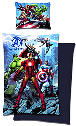 Avengers Bettwäsche 140x200 70x90 Kissenbezug [Wendemotiv-2 Designs] 100 Prozent Mikrofaser, Schadstoffgeprüft Öko Tex von Disney