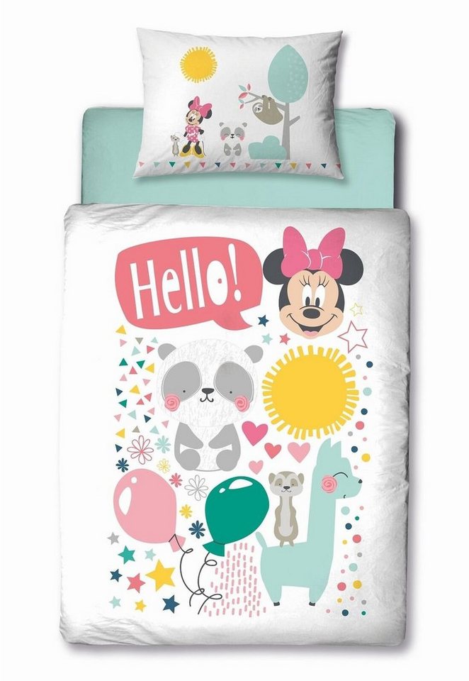 Babybettwäsche Disney Minnie Maus Baby Kleinkinder Bettwäsche Set, Disney, 2 teilig, Deckenbezug 100x135 cm - Kissenbezug 40x60 cm von Disney