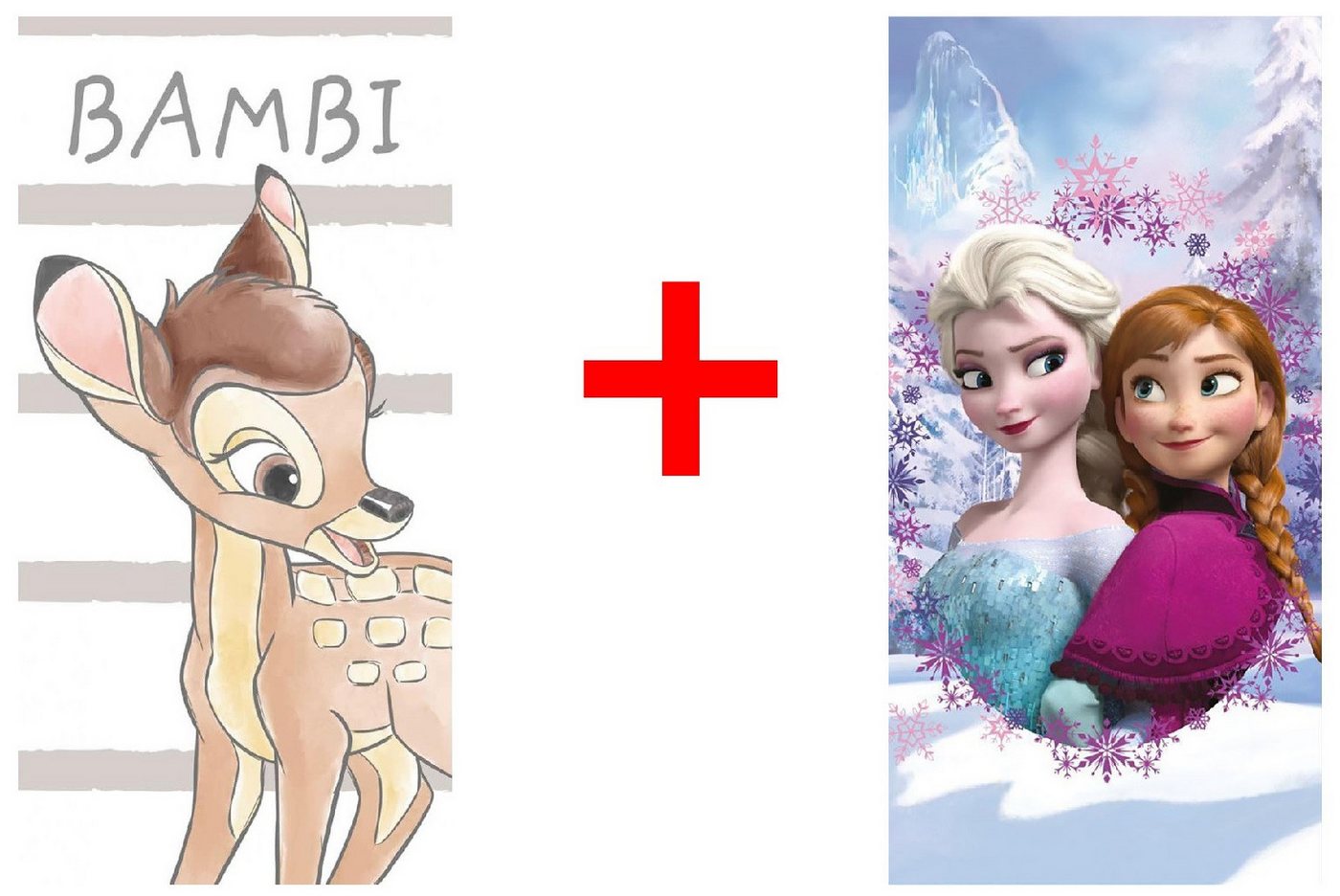 Disney Badetücher Disney Bambi Frozen Handtuch Strandtuch 2er-Set Badetextilien, Frottee von Disney