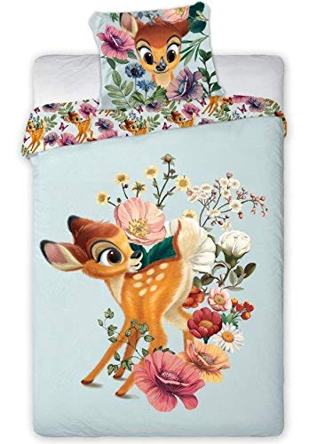 Disney Bambi 006 Kinderbettwäsche Babybettwäsche, 2 Stück, 100x135 cm + 40x60 cm von Disney