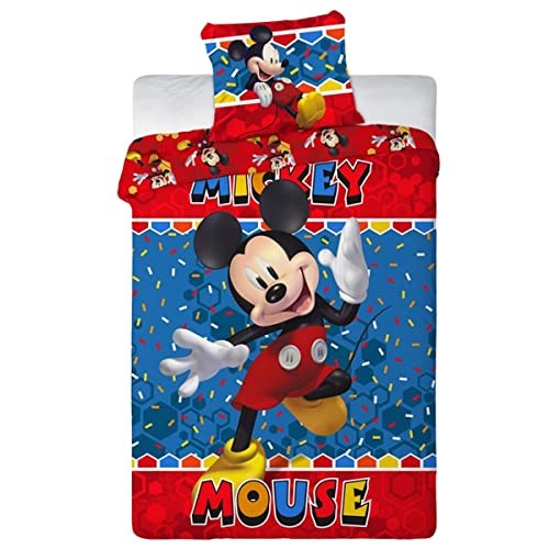 Disney Housse de couette + taie d'oreiller Mickey garçon, rouge, TU, Rot von Disney