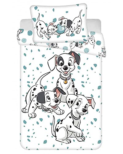Disney 101 Dalmatiner Baby Bettdecken- und Kissen-Set | Jungen & Mädchen Kleinkind-Bettwäsche-Sets | mit der ionischen Dalmatinerfamilie, Weiß von Disney