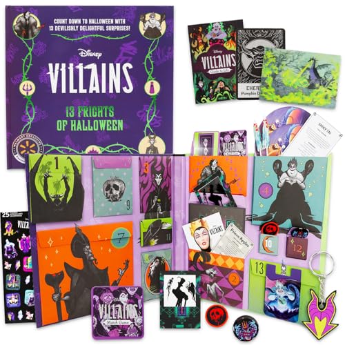 Disney Bösewichte Adventskalender Countdown bis Halloween, 13 Tage Schrecken von Halloween, Kalender 2025, Bündel mit Aufklebern, Schmuckstücken, Preisen, mehr | Disney Bösewichte Urlaubs-Geschenk-Set Disney Bösewichte Adventskalender Countdown bis Halloween, 13 Tage Schrecken von Halloween, Kalender 2025, Bündel mit Aufklebern, Schmuckstücken, Preisen, mehr | Disney Bösewichte Urlaubs-Geschenk-Set von Disney