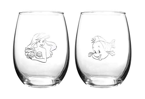 Disney Classics Collectible Wine Glass Sets (Ariel & Flounder) von Disney