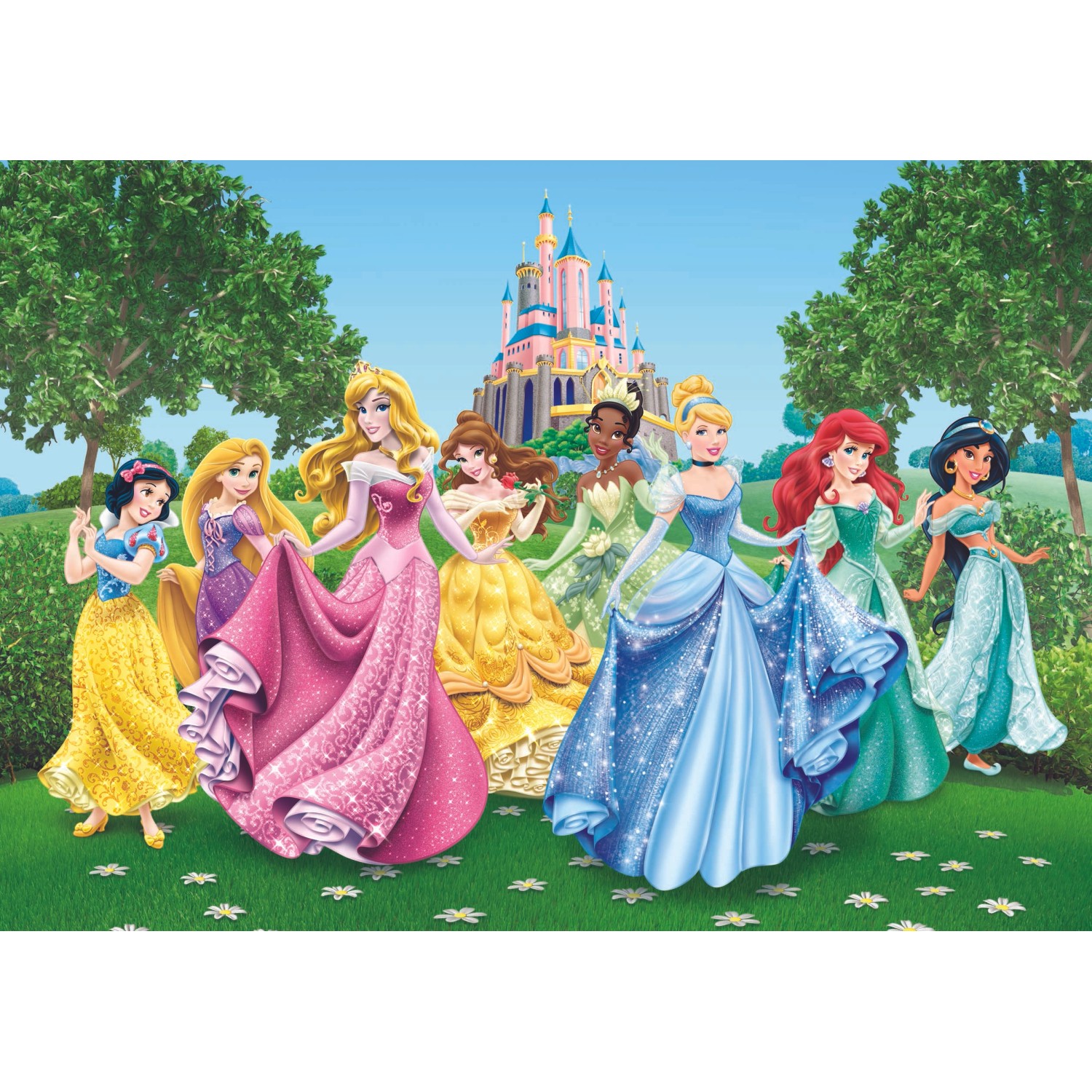 Disney Fototapete Prinzessinnen Grün Gelb und Blau 360 x 254 cm 600360 von Disney