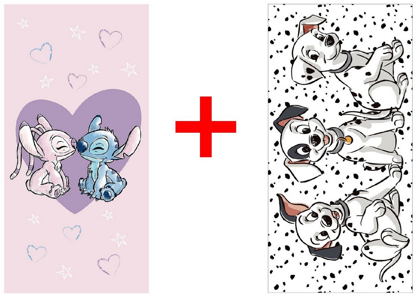 Disney Handtücher Disney Lilo und Stitch + 101 Dalmatiner Handtuch Badetuch 2er-Set, Frottee (2-St) von Disney