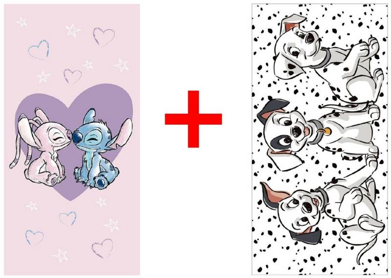 Disney Handtücher Disney Lilo und Stitch + 101 Dalmatiner Handtuch Badetuch 2er-Set, Frottee (2-St) von Disney