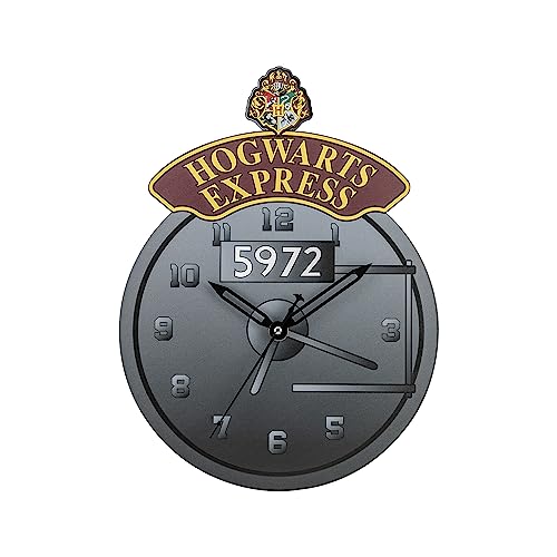 Disney Harry Potter HP3052 Wanduhr, Hogwarts-Express-Form, Schwarz von Disney