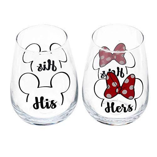 Disney"His" and"Hers" Mickey & Minnie Outline Stemless Glass Set of 2 von Disney