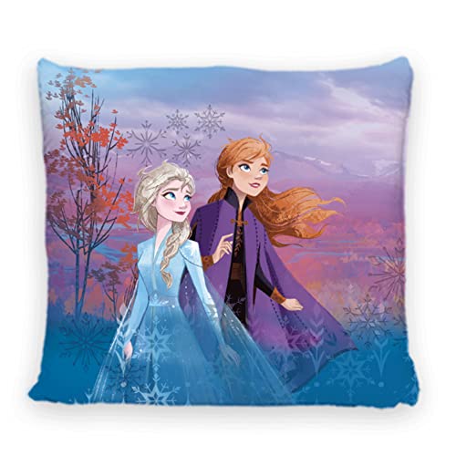 Disney Home Frozen - Dekokissen mit Füllung und Reißverschluss - 40x40 cm - Wurfkissen mit Füllung, tolles Deko-Kissen für Sofa, Couch, Wohnzimmer und Schlafzimmer - weiches Kuschelkissen von Disney