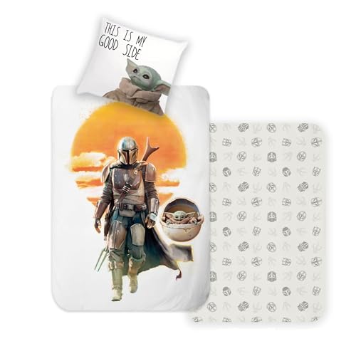 Disney Home Mandalorian Wendebettwäsche Set 140x200 - Kopfkissenbezug 60x70 - Super weiche Renforce 100% Baumwolle, 2-teilig Mandalorian Bettwäsche, Weich und angenehm auf der Haut Disney Home Mandalorian Wendebettwäsche Set 140x200 - Kopfkissenbezug 60x70 - Super weiche Renforce 100% Baumwolle, 2-teilig Mandalorian Bettwäsche, Weich und angenehm auf der Haut von Disney
