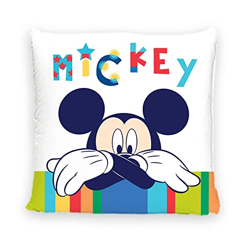 Disney Home Mickey Mouse - Dekokissen mit Füllung und Reißverschluss - 40x40 cm - Wurfkissen mit Füllung, tolles Deko-Kissen für Sofa, Couch, Wohnzimmer und Schlafzimmer - weiches Kuschelkissen von Disney