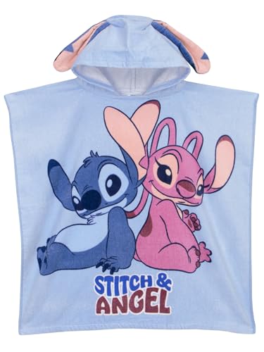 Disney Kapuzenhandtuch Kinder | Lilo Und Stitch Badeponcho Kinder | Stitch Handtuch Mädchen Mit Kapuze | One Size | Blau von Disney