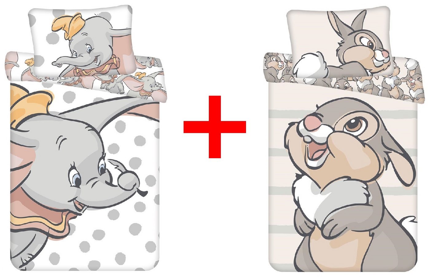 Disney Kinderbettwäsche Disney Dumbo + Bambi, 2 x Bettwäsche-Sets Cartoon Elefant Rehkitz, Renforcé, 2 teilig Disney Kinderbettwäsche Disney Dumbo + Bambi, 2 x Bettwäsche-Sets Cartoon Elefant Rehkitz, Renforcé, 2 teilig von Disney