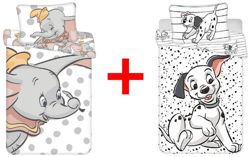 Disney Kinderbettwäsche Disney Dumbo 101 Dalmatiner Kinderbettwäsche 100x135cm 2er-Set, Renforcé, 2 teilig von Disney