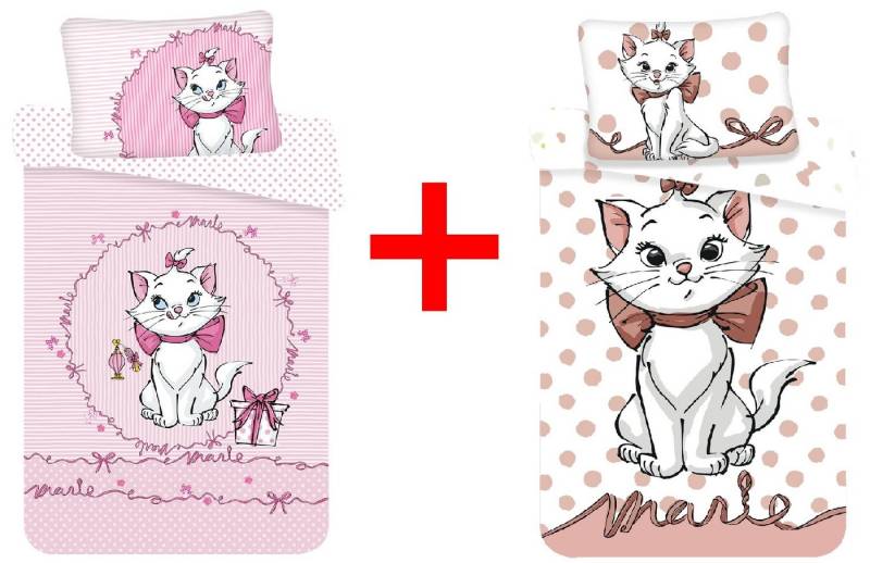 Disney Kinderbettwäsche Disney Marie Aristocats Babybettwäsche 100x135cm 2er-Set, Renforcé, 2 teilig von Disney