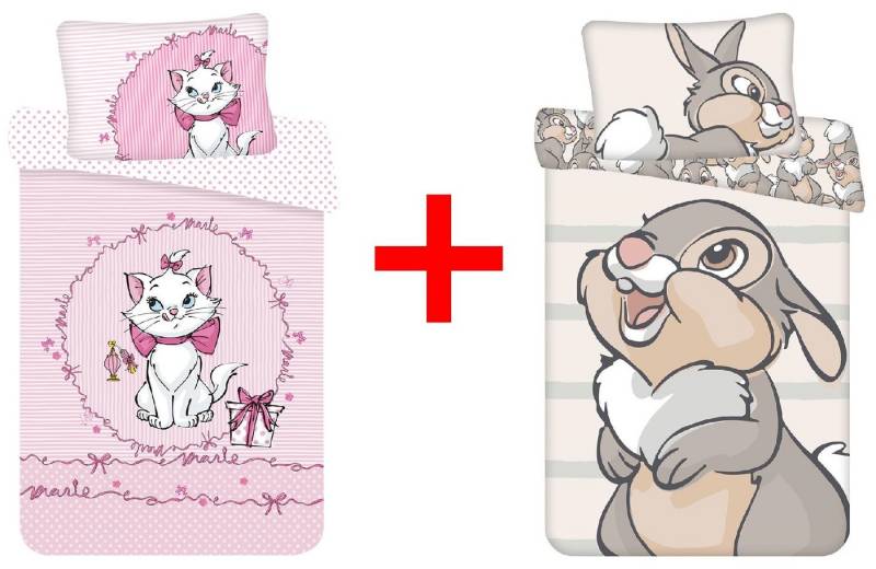 Disney Kinderbettwäsche Disney Marie Aristocats Bambi, 2 x Bettwäsche-Sets 100x135cm Katze, Renforcé, 2 teilig von Disney