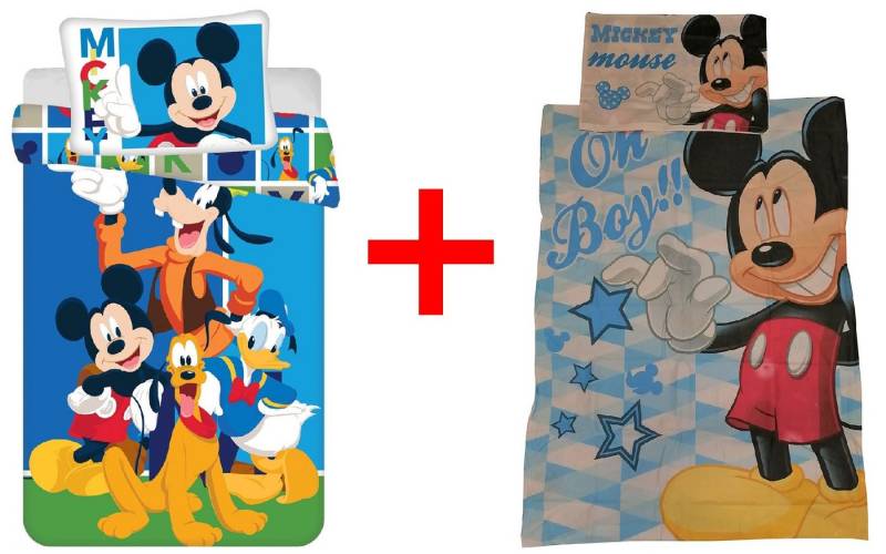 Disney Kinderbettwäsche Disney Micky Maus Pluto Sternen 2er-Set Kinderbettwäsche 100x135cm, Renforcé, 2 teilig von Disney