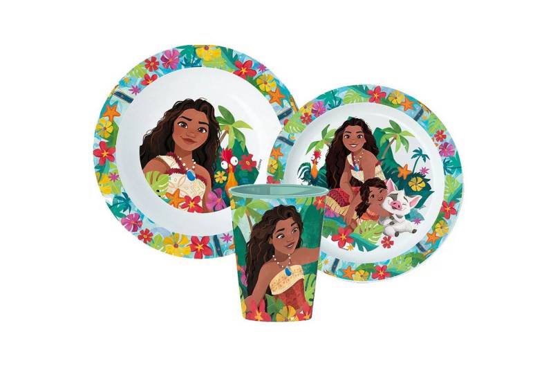 Disney Kindergeschirr-Set Disney Vaiana Kinder Geschirr-Set 3 tlg Teller Schüssel Becher 260ml (3-tlg), 1 Personen von Disney