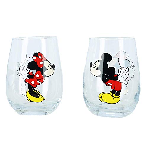Disney Kissing Mickey and Minnie Mouse Couples Stemless Glasses, Set of 2 von Disney