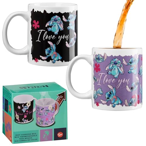 Disney Lilo und Stitch Tasse Farbwechsel Magic Tasse mit Thermoeffekt Farbwechsel Mug 30 cl - Stitch Sachen von Disney